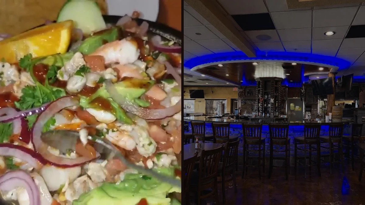 Ceviche and shrimp cocktail served together
