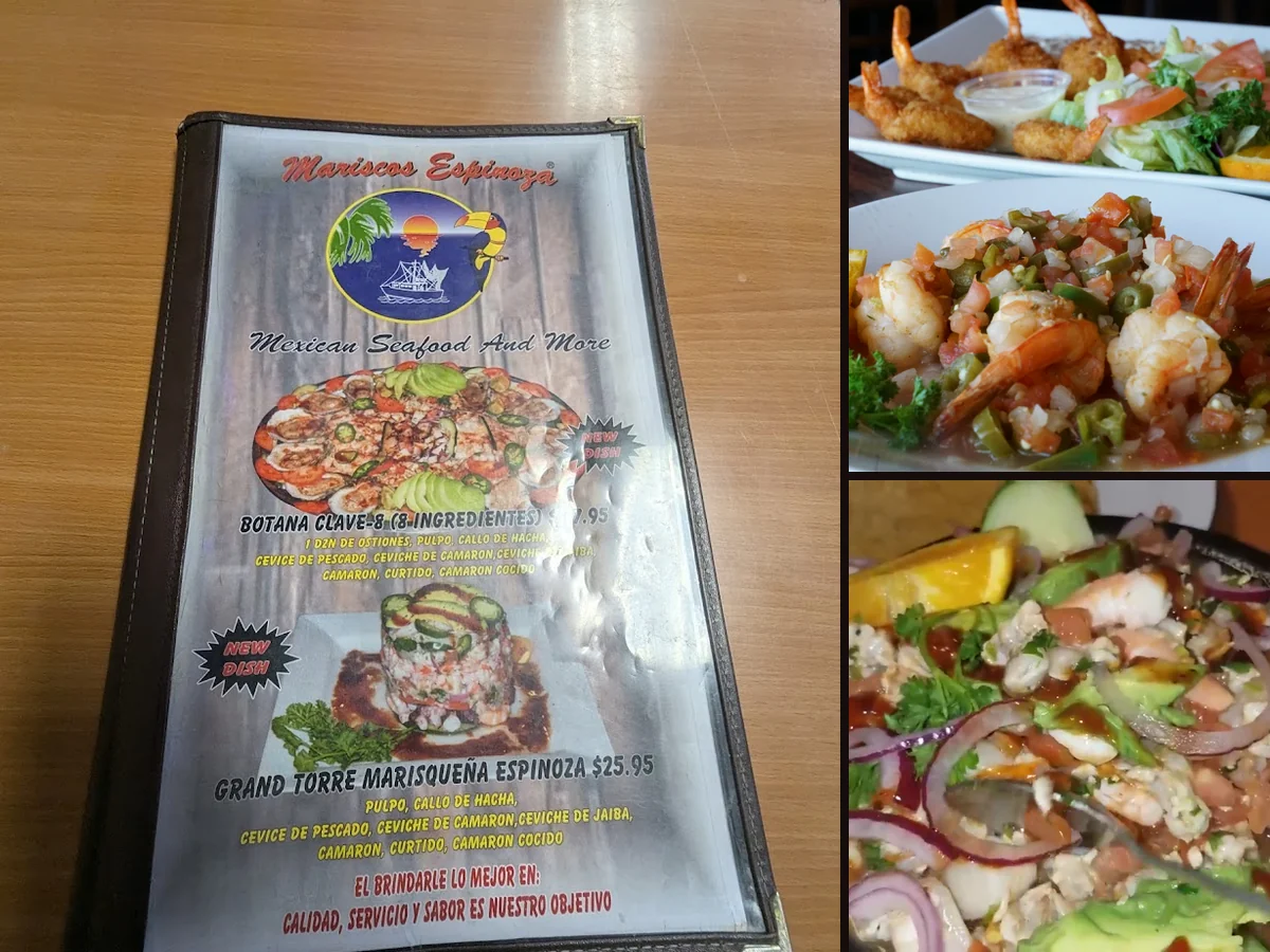 Ceviche and shrimp cocktail served together