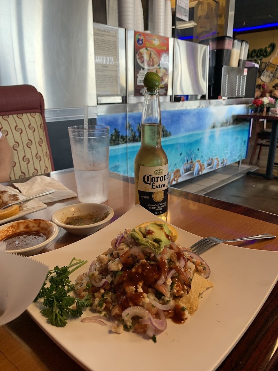 Tostada de Seviche Mix Camaron Y Oescado